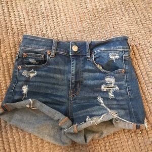 High waisted jean shorts